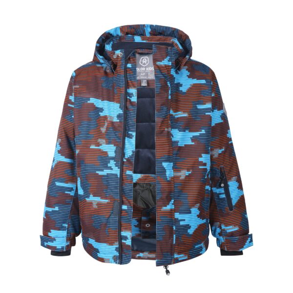 KURTKA COLOR KIDS SKI JACKET AOP, AF 10.000, BLUE/BROWN
