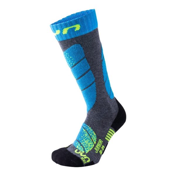 SKARPETY UYN SKI JUNIOR MEDIUM GREY MELANGE/TURQUOISE