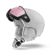 kask z szybą na narty biały